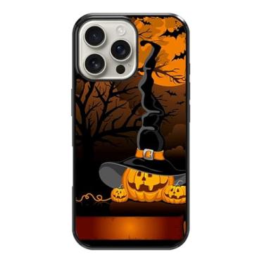 Imagem de VUTTOO Capa para iPhone 16 Pro Max - Halloween Pumpkins Witch Hat Pattern Phone Case - Capa de telefone TPU com proteção contra absorção de choque