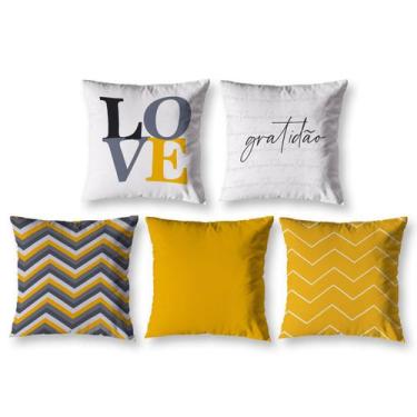 Imagem de Kit 5 Capa de Almofada 40cm x 40cm Decorativas Estampadas com Zíper Sa