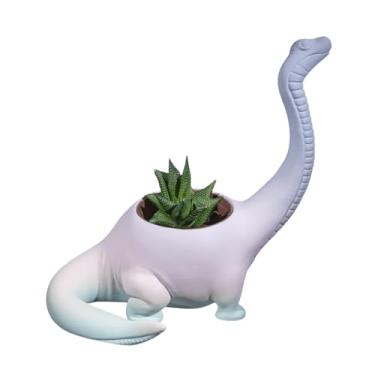 Imagem de Vaso Decorativo Dinossauro, Branco, 24 cm, Design Moderno para Suculentas, Impressão 3D em PLA