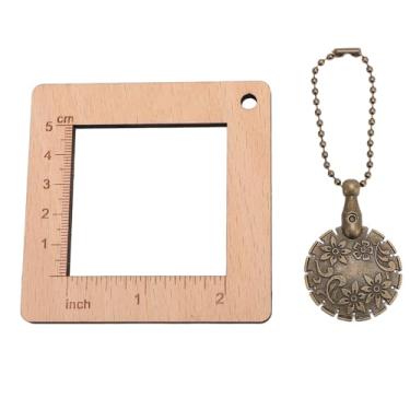 Imagem de Régua de tricô de madeira com cortador de fios Corte quadrado de densidade de densidade de densidade de costura Ferramenta de tecela