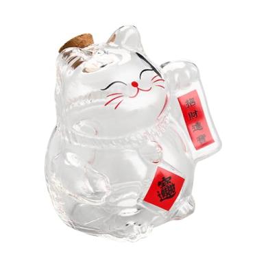 Imagem de Ｂｅｓｇａ Cofrinho de vidro, recipiente de economia, artesanato, decoração para casa, ornamento, jarra decorativa em forma de gato, estátua para sala de estar,