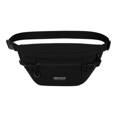 Imagem de Pochete Bolsa Transversal Coreana Impermeável, Bolsa Estilosa Feita em Nylon Leve e Resistente, Versátil para Cintura e Costas, Tendência e Estilo Para Todos os Públicos (Preta)