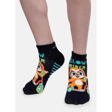 Imagem de Meia Micro Puket Desenhada Kids Preto 28 a 33, Preto, 23 A 27