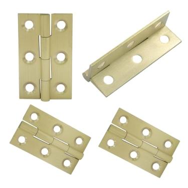 Imagem de Murtenze 4 peças mini dobradiças de latão sólido de 1,5 polegadas, dobradiças de armário de latão, dobradiças de caixa pequena dobradiças para armário, gaveta, caixa de madeira