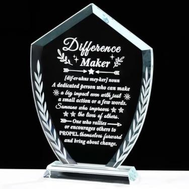 Imagem de Presentes Difference Maker - Placa de definição de cristal gravada a laser, presente inspirador decoração de mesa de escritório para professor, enfermeira, mentor, chefe, lembrança de agradecimento