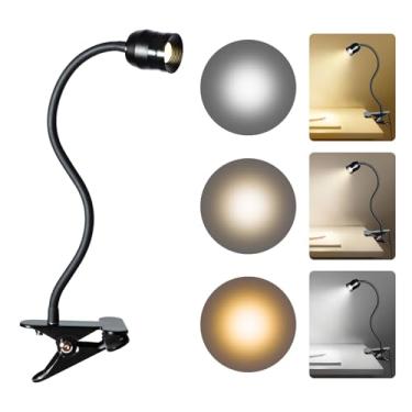 Imagem de TraLiGu Luz de leitura para leitura de livro na cama para prender na cabeceira à noite, lâmpada de mesa com pescoço de ganso, braçadeira de holofote regulável de LED com zoom na mesa, ângulo de feixe