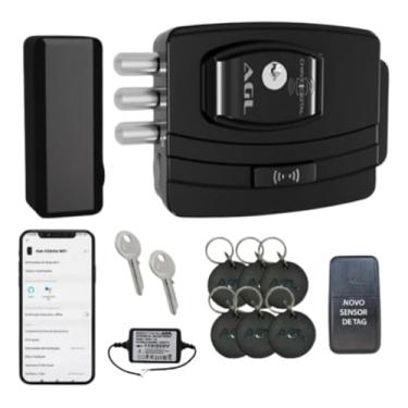 Imagem de Fechadura AGL Elétrica Ultra Magic Card Completa Com 6 Tags Conexão via Rede Wifi, Comando de Voz Capacidade de 2000 Chaves Digitais Silencioso