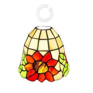 Imagem de HUIMEIJU Abajur de vidro, abajur de girassol de vitral (cor laranja) (1 peça)