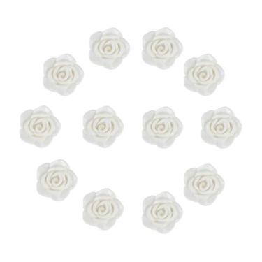 Imagem de Kit C/12 Miçangas Em Resina Flor Rosa Branca 2 Cm - Lua Mística - 100%