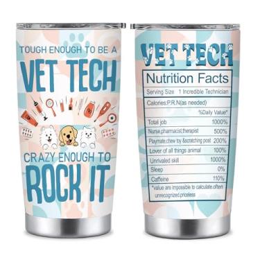 Imagem de Vet Tech Gifts, presentes de apreciação da Vet Tech Week, copo veterinário de aço inoxidável, tampa de canudo de 590 ml, presente de técnico veterinário para aniversário, formatura, Natal