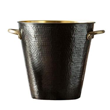 Imagem de balde de gelo para festas Balde de gelo de cobre puro com barra de alça balde de cerveja champanhe balde de gelo armazenamento de cubos de gelo balde de gelo criativo doméstico balde de gelo