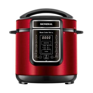 Imagem de Panela de Pressão Elétrica Mondial Digital 6L 1000W Vermelho/Preto 127V - PE-60-6L-RI