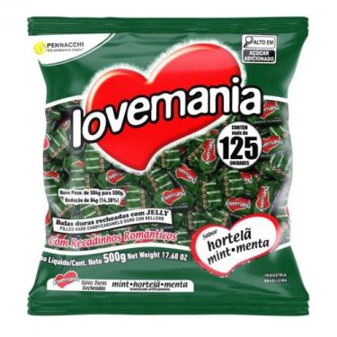 Imagem de Bala Sabor Hortelã Lovemania 500 Grs - Pennacchi