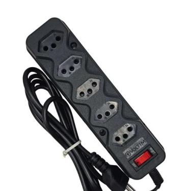 Imagem de Filtro de Linha Rearmável 5 Saídas 2P+T 10A Bivolt Preto NBR Cabo 1,5m