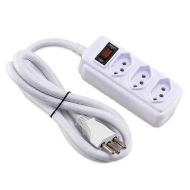 Imagem de Filtro de Linha Rearmável 3 Saídas 2P+T 10A Bivolt Branco NBR Cabo 80c