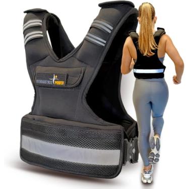 Imagem de Colete pesado de 2,7 kg, 4,5 kg, 5,4 kg, 11,3 kg, 15,9 kg, 20,4 kg, 27,2 kg, peso de ferro removível para homens e mulheres, treino de calistenia e esportes fitness (tipo X, 7,3 kg)