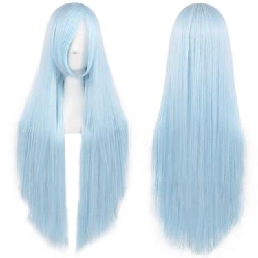 Imagem de Peruca de cosplay ANOGOL azul claro de 80 cm de comprimento reta para 