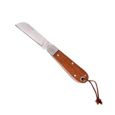 Imagem de Canivete de Aço Inox 3 Cimo Cabo de Madeira Com Trava E Cordão 16/3