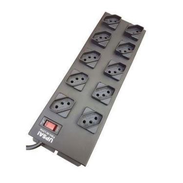 Imagem de Filtro De Linha Upsai, Régua, Extensão 10 Tomadas Espaçadas, Cabo 5 metros, Preto, Metálico, Circuit Breaker