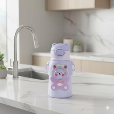 Imagem de Garrafa Infantil Térmica Bebê com Canudo e Alça Reutilizável 520ml