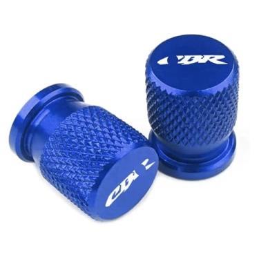 Imagem de Tampa da haste da porta de ar do núcleo da válvula de pneu, acessórios de motocicleta CNC compatíveis com CBR 300R 500R 650R 650F 600RR 1000RR 954 RR (azul)