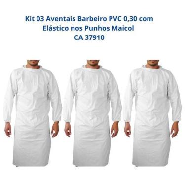 Imagem de Kit 03 Aventais Barbeiro PVC 0,30 com Elástico nos Punhos Maicol CA 37