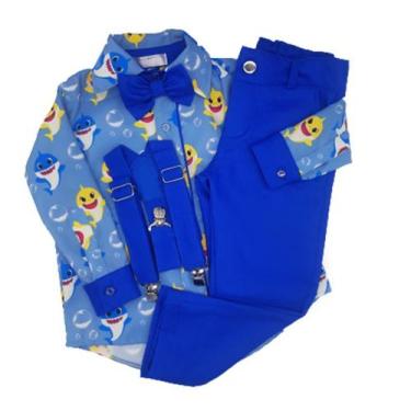 Imagem de Conjunto Infantil Masculino Baby Shark Manga Longa e Calça - Modelo 3 