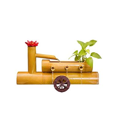 Imagem de Kit de fonte de bambu solar, recurso de água de jardim, bambu antirachamento suave ao ar livre, fonte de bambu natural de jardim com bomba, decoração de ornamentos de 50 cm