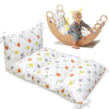 Imagem de Almofada de arco de escalada e travesseiro basculante para crianças pequenas – Assento de chão multiuso, tapete de cochilo, travesseiro de sala de jogos com capa lavável removível – Almofada de chão