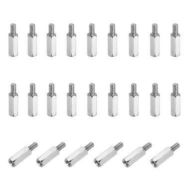 Imagem de PATIKIL 48 peças M3 x 12 mm + 6 mm macho fêmea sextavada, espaçador de placa-mãe PCB de ferro niquelado para gabinetes de computador, placas de circuito, drone FPV, quadricóptero, prata