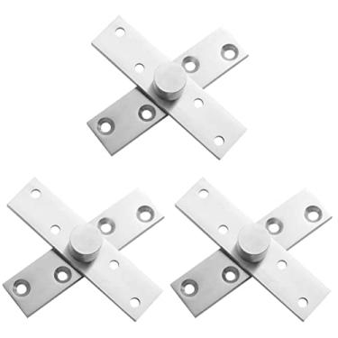 Imagem de 2 peças 360 para cima para baixo casa grau giratório porta escritório dobradiça de rotação de aço L para eixo oculto médio tamanho prata dobradiça oculta móveis inoxidável (cor: prata x 3 peças