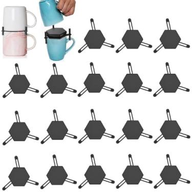 Imagem de 18 peças de porta-canecas de café, empilhável, organizador de copos ajustável, organizador de canecas, copo de cozinha, organizador de armazenamento de espaço para armário, xícara de chá, canecas de