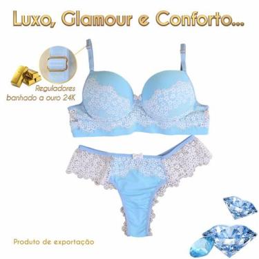 Imagem de Conjunto com renda - Nobreza Real Lingerie, Azul, 42