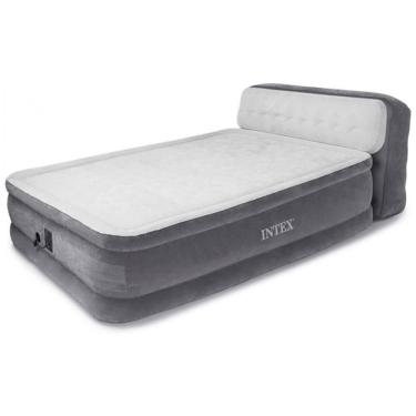 Imagem de Colchão Inflável Casal Queen com Bomba Embutida e Encosto, Para até 300KG, Intex, Cinza