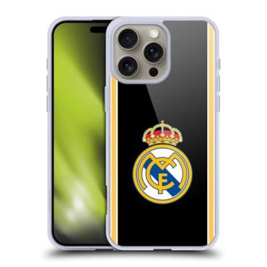 Imagem de Head Case Designs Capa de gel retrô preta oficialmente licenciada pelo Real Madrid CF Bring Back 99/00 [proteção de grau militar] compatível com Apple iPhone 16 Pro Max