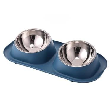 Imagem de Comedouro Bebedouro 2 em 1 Tigela Aço Inox Removível Cachorro Gato Petantiderrapante(Roxo)