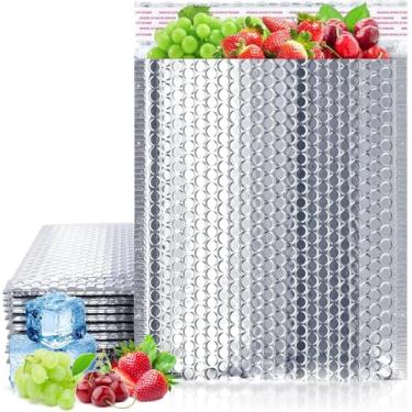 Imagem de Mailer térmico bolha 20,3 cm x 28 cm, pacote com 10 envelopes isolados para envio a frio, sacos de isolamento reutilizáveis grandes à prova d'água para saco de compras, forro de isolamento de