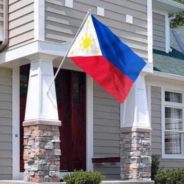 Imagem de Bandeira das Filipinas de 9,5 x 1,5 m - Cor vívida e à prova de desbotamento - Cabeçalho de lona e costura dupla - Bandeiras Nacionais Filipinas Poliéster com ilhós de latão 9,5 x 1,5 m