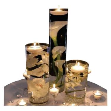 Imagem de 2X Kit 20 Velas Flutuantes Meia Bola Decoração Casamento Bra