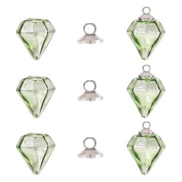 Imagem de Pingentes de garrafas de vidro de diamante, pingentes vazios de cristal com fecho de tampa, para brincos, pingentes, colares, bijuterias, faça você mesmo, 16-17x15-15.5x13.5-14.5mm, Vidro, Sem Pedra