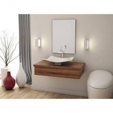 Imagem de Conjunto Bancada C-cuba F44 E Espelheira Metrópole 801 Carvalho Dark Nogal