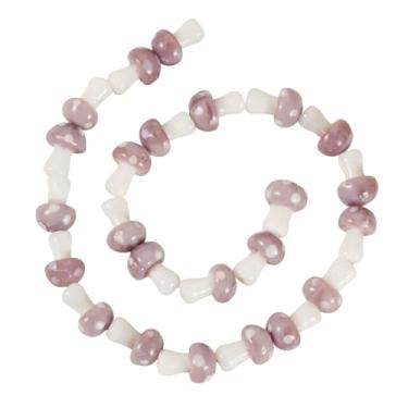 Imagem de KISSITTY Lampwork Contas de Cogumelo Cor de Cardo Cristal Bonito Mini Cogumelos Ornamento Perfurado Solto Espaçador Contas para Colares DIY Pulseiras Brincos Fabricação de Joias Artesanato