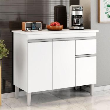 Imagem de Balcão Gabinete De Pia Sem Tampo Tatiane 100cm 3 Portas 1 Gaveta - Ssx Multicoisas Branco