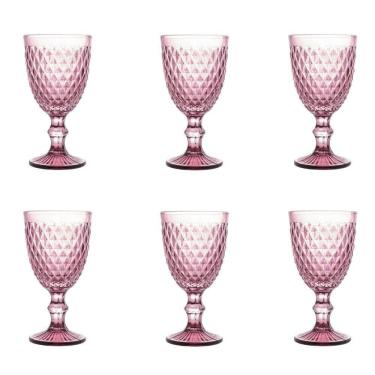 Imagem de Conjunto De Taças De Vidro Para água 6 Peças 325 Ml Bico De Abacaxi Rosa Lyor