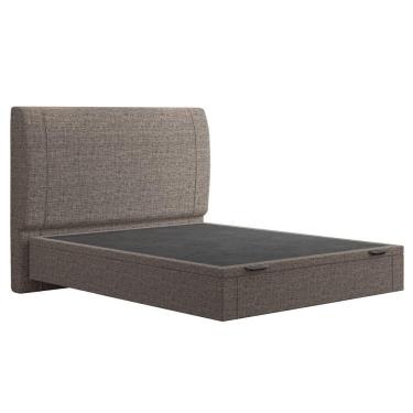 Imagem de Cama Casal Baú Flutuante Com Cabeceira 140cm Spazio S04 Linho Marrom - Lyam Decor