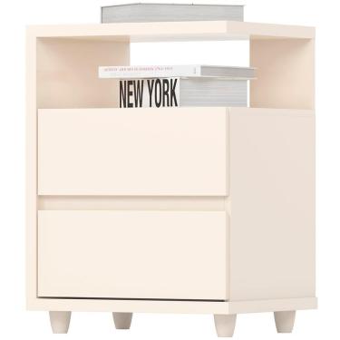 Imagem de Mesa De Cabeceira 2 Gavetas 48 Cm Campeche Off White Henn