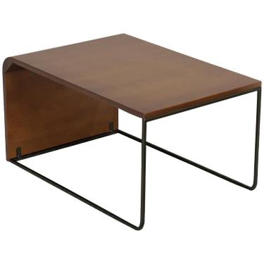 Imagem de Mesa De Centro Alta Madeira Pinhao Base Metal Preto Nacc Pinhao Preto