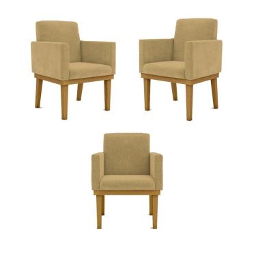 Imagem de Kit 03 Poltronas Base Reforçada - Sala Quarto Escritorio Cor:capuccino