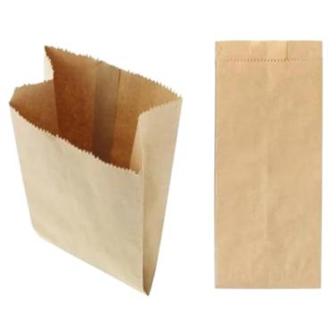 Imagem de Sacos de papel Kraft para pão - Estilos variados Acabamento castanho mate Embalagem com 100 sacos para presentes Apresentação e decoração((15kg) 62x62-100 Unidades)
