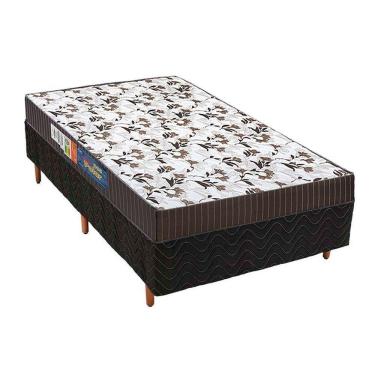 Imagem de Cama Box Solteiro: Colchão Espuma Polar D33 Pérola + Base Crc Fantasy Black(88X188)